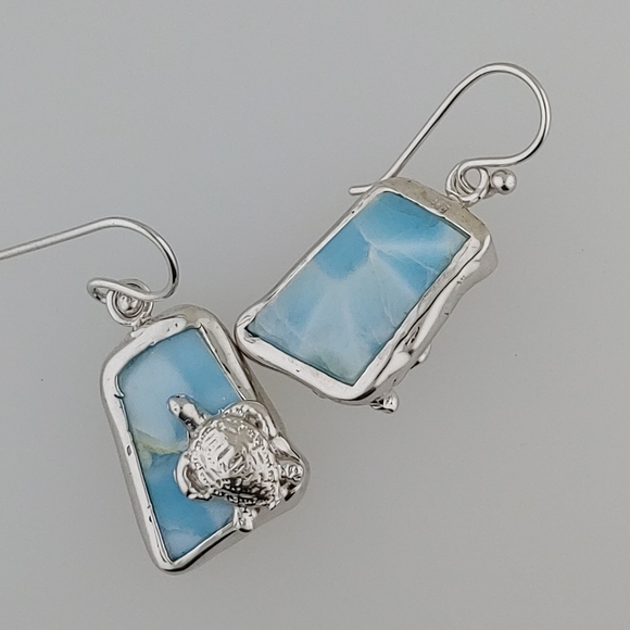 Steling Silver Larimar.One of a Kind Earrings - Picture 3 of 3